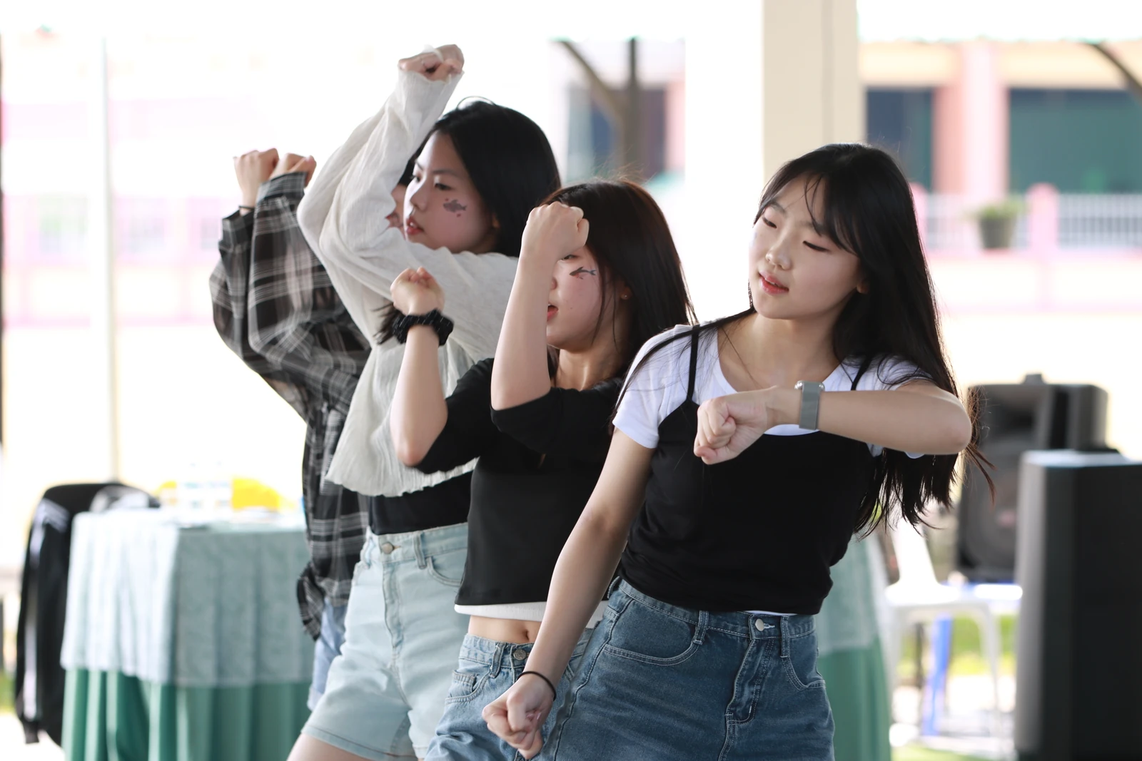 Dancers moving to music